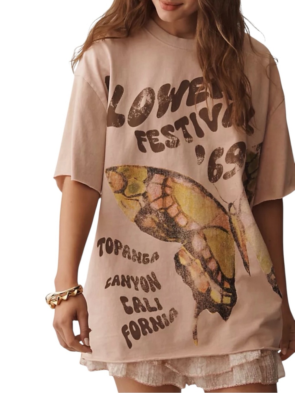 Anthropologie Oversized Flower Festival Graphic Tee